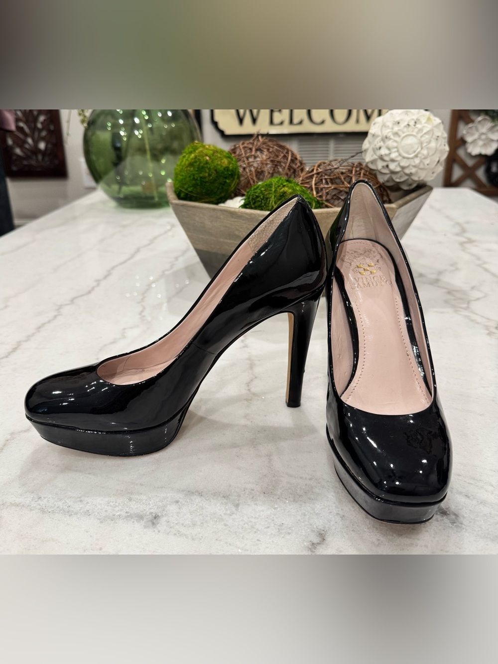 Vince Camuto Black Patent Platform Stiletto Pump